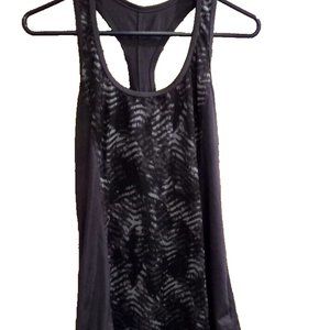 Womans Tank Top size large grey & black t back fitness clothing